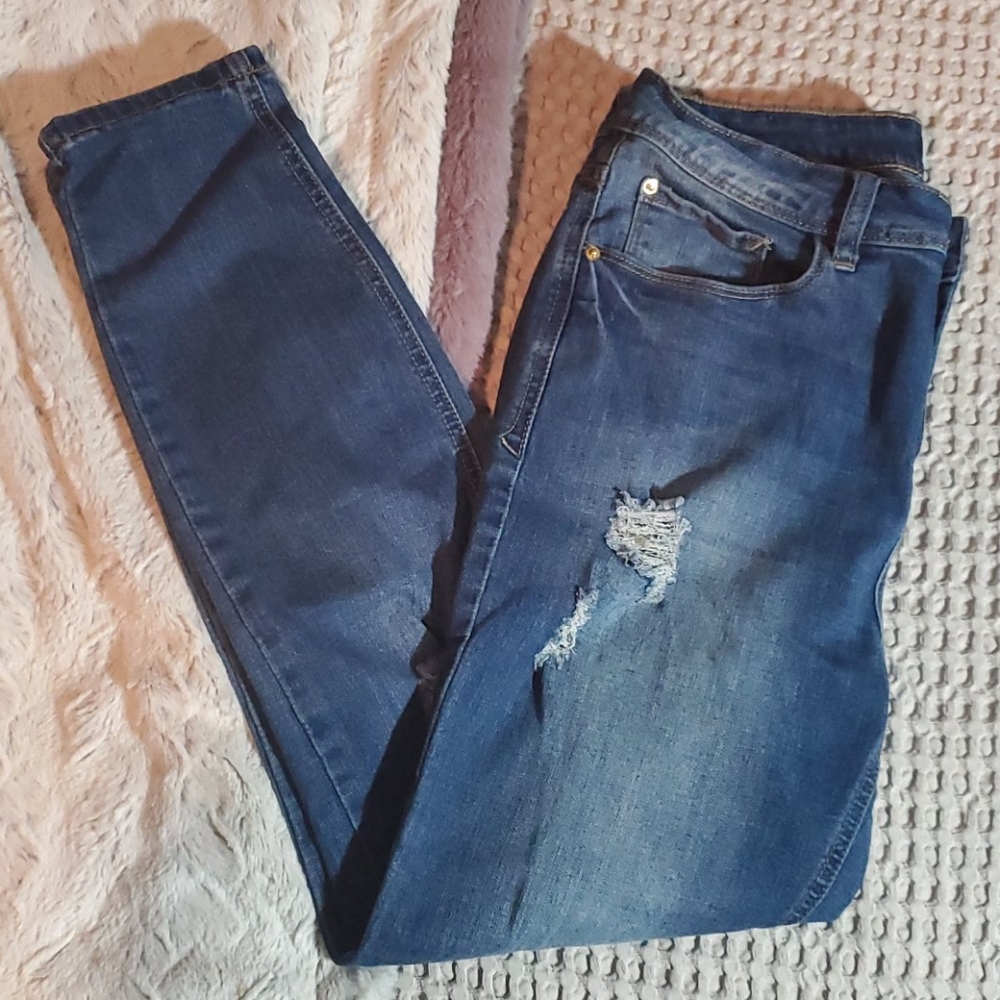 Medium wash high rise jeans
